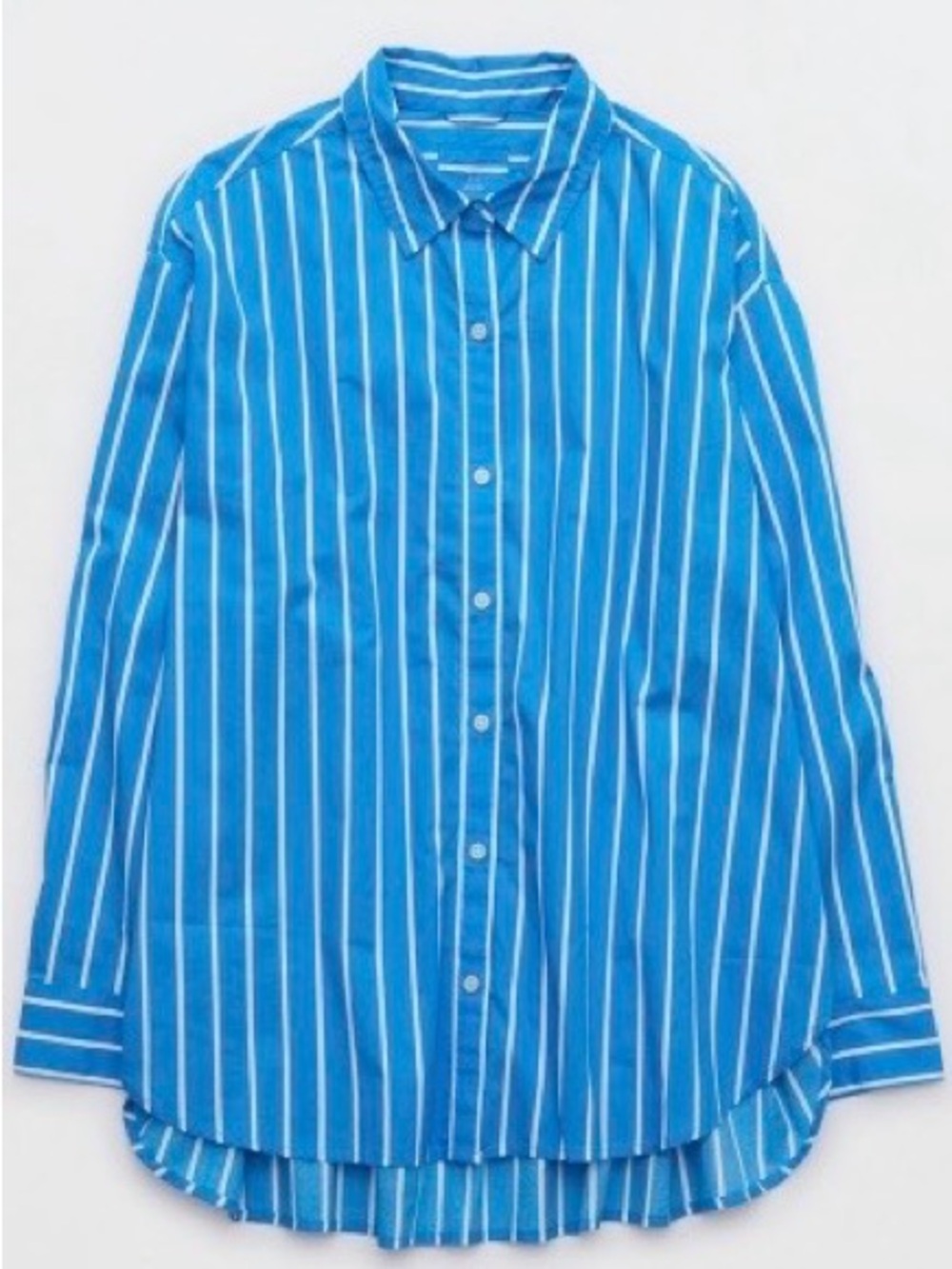 Aerie Blue Vertical Stripe Button-Up Shirt
